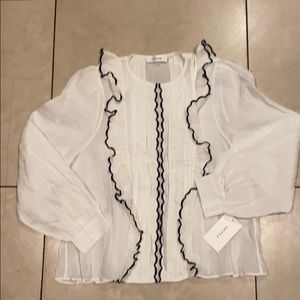 FRAME Denim white ruffled button down blouse!
